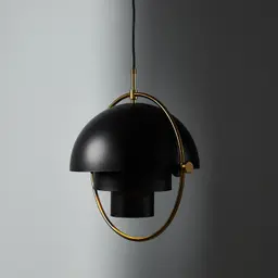 Selene Brushed Gold Metal Chandelier - 38 cm Black Metal Shade