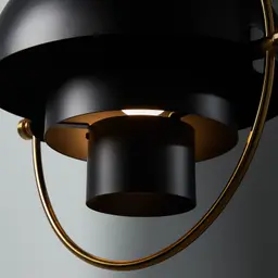 Selene Brushed Gold Metal Chandelier - 38 cm Black Metal Shade