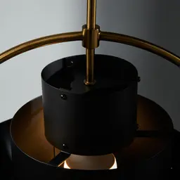 Selene Brushed Gold Metal Chandelier - 38 cm Black Metal Shade