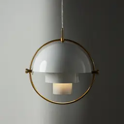 Selene Brushed Gold Metal Chandelier 38cm White Metal Shade