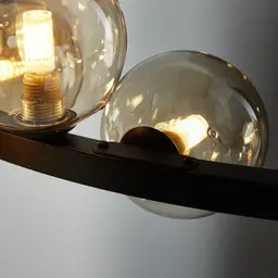 Bubbles Transparent Glass Chandelier- Frosted Black Metal Body