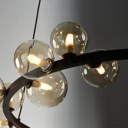 Bubbles Transparent Glass Chandelier- Frosted Black Metal Body