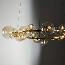 Bubbles Transparent Glass Chandelier - Brushed Gold Metal Body