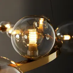 Bubbles Transparent Glass Chandelier - Brushed Gold Metal Body