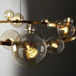 Bubbles Transparent Glass Chandelier - Brushed Gold Metal Body