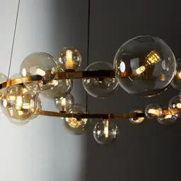 Bubbles Transparent Glass Chandelier - Brushed Gold Metal Body