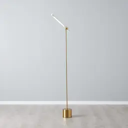 Kaia Brushed Gold Metal Floor Lamp White Frosted Metal Shade