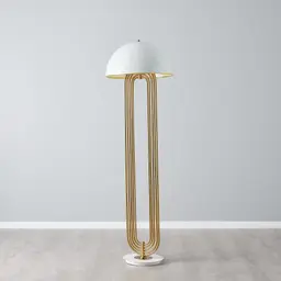 Diana Brushed Gold Metal Floor Lamp White Metal Shade