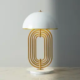 Diana Brushed Gold Metal Table Lamp White Metal Shade