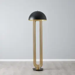 Diana Brushed Gold Metal Floor Lamp Black Metal Shade