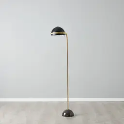 Carly Brushed Gold Metal Floor Lamp Black Metal Shade