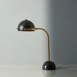 Carly Brushed Gold Metal Table Lamp Black Metal Shade