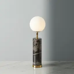 Anastasia Black Marble Table Lamp White Glass Shade