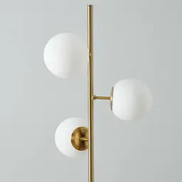 Regine Brushed Gold Metal floor Lamp-White Glass Shade