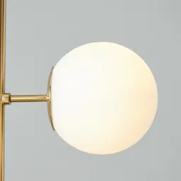 Regine Brushed Gold Metal floor Lamp-White Glass Shade
