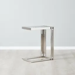 Jules Polished Silver Stainless Steel Side Table
