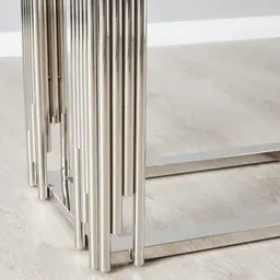 Jules Polished Silver Stainless Steel Side Table