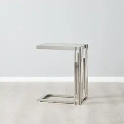 Jules Polished Silver Stainless Steel Side Table