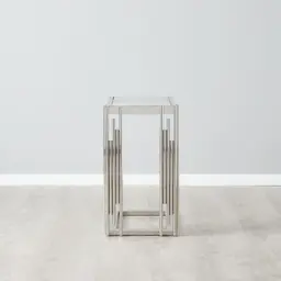 Jules Polished Silver Stainless Steel Side Table