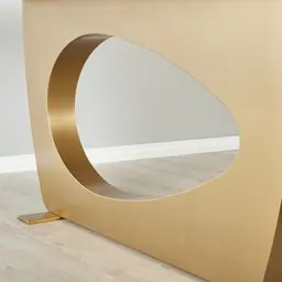 Aspen III White Sintered Stone Dining Table Brushed Gold Legs