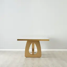 Aspen III White Sintered Stone Dining Table Brushed Gold Legs