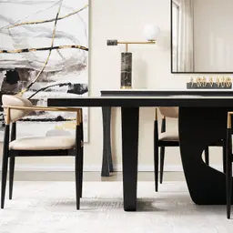 Aspen lll White Sintered Stone Dining Table Matte Black Legs