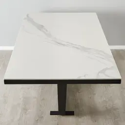 Aspen lll White Sintered Stone Dining Table Matte Black Legs
