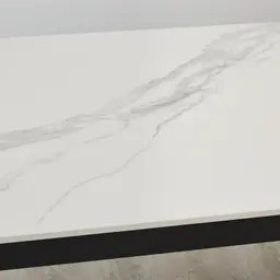 Aspen lll White Sintered Stone Dining Table Matte Black Legs