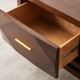 Xandra Dark Walnut Veneer Entertainment Unit-Brass Handles