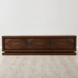 Xandra Dark Walnut Veneer Entertainment Unit-Brass Handles