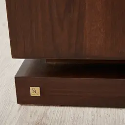 Xandra Dark Walnut Veneer Dining Cabinet-Brass Handles