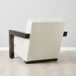 Stellan Chestnut White Woven Fabric Occasional Chair-Brown Wooden Legs