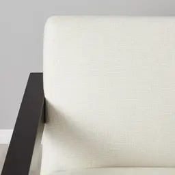 Stellan Chestnut White Woven Fabric Occasional Chair-Brown Wooden Legs