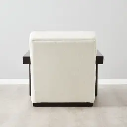 Stellan Chestnut White Woven Fabric Occasional Chair-Brown Wooden Legs