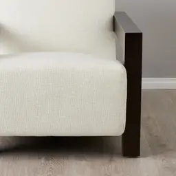 Stellan Chestnut White Woven Fabric Occasional Chair-Brown Wooden Legs