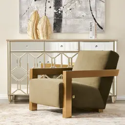 Stellan Olive Green Velvet Occasional Chair-Brushed Gold Legs