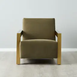 Stellan Olive Green Velvet Occasional Chair-Brushed Gold Legs