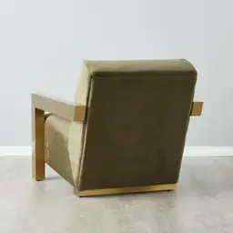 Stellan Olive Green Velvet Occasional Chair-Brushed Gold Legs