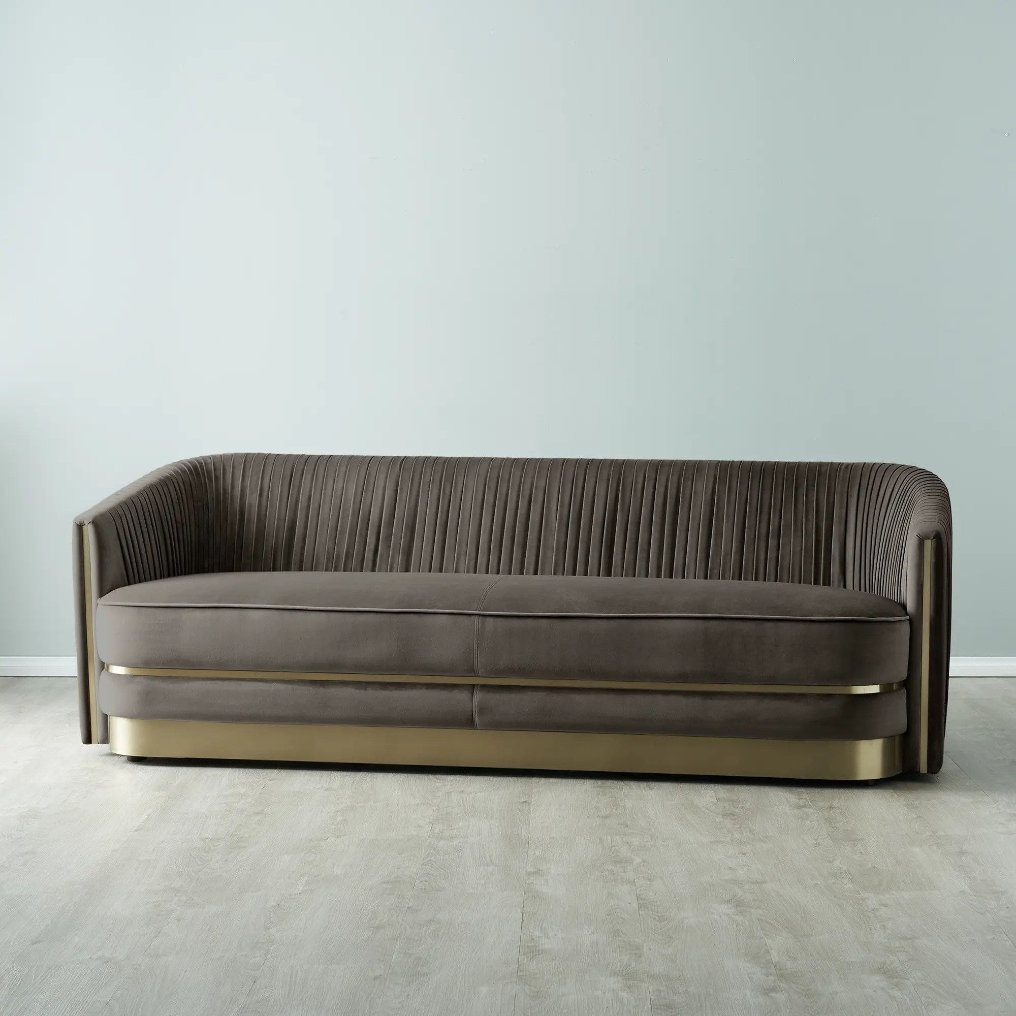 Crown Mushroom Velvet 3-Seater Sofa
