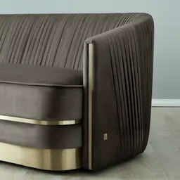 Crown Mushroom Velvet 3-Seater Sofa