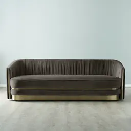 Crown Mushroom Velvet 3-Seater Sofa