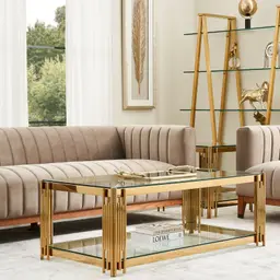 Lindsay Polished Gold Stainless Steel Coffee Table