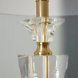 Chic Crystal II Antique Brass Metal Table Lamp - White Linen Lamp Shade