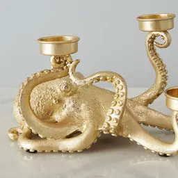 Octopus Gold Resin Candleholder