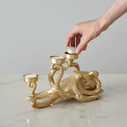 Octopus Gold Resin Candleholder