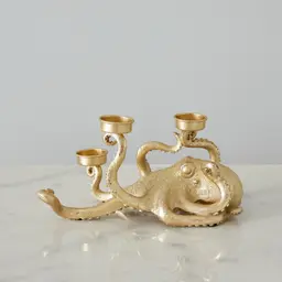 Octopus Gold Resin Candleholder