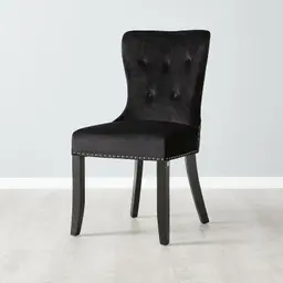 Viktor Black Velvet Dining Chair - Black Nickel Lionhead Pull