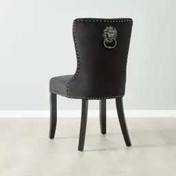 Viktor Black Velvet Dining Chair - Black Nickel Lionhead Pull