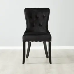 Viktor Black Velvet Dining Chair - Black Nickel Lionhead Pull