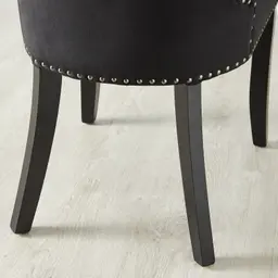 Viktor Black Velvet Dining Chair - Black Nickel Lionhead Pull